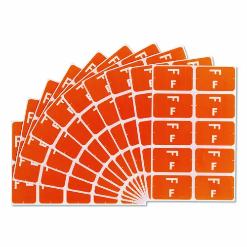 Smead AlphaZ Color-Coded Second Letter Alphabetical Labels, F, 1 x 1.63, Orange, 10/Sheet, 10 Sheets/Pack