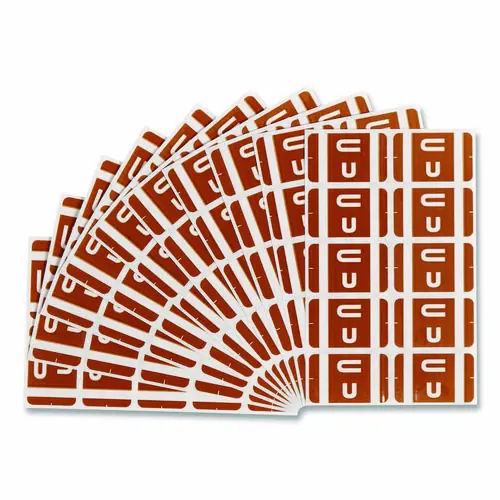 Smead AlphaZ Color-Coded Second Letter Alphabetical Labels, U, Dark Brown, 10/Sheet, 10 Sheets/Pack