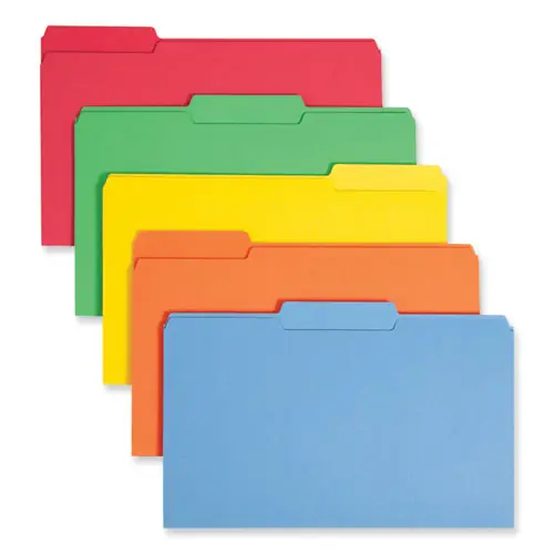 Smead Colored File Folders, 1/3-Cut Tabs, Assorted Colors, Legal Size, 0.75" Expansion, 100/Box