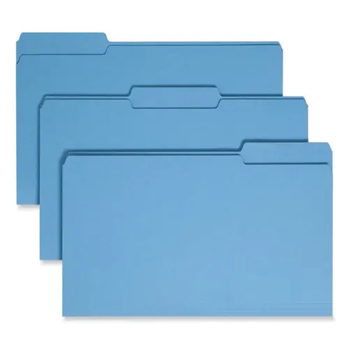 Smead Colored File Folders, 1/3-Cut Tabs, Legal Size, Blue, 100/Box