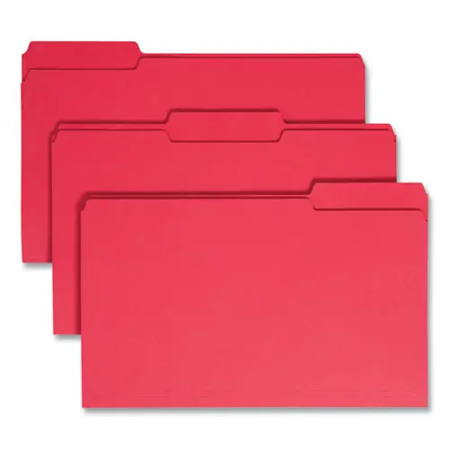 Smead Colored File Folders, 1/3-Cut Tabs, Legal Size, Red, 100/Box