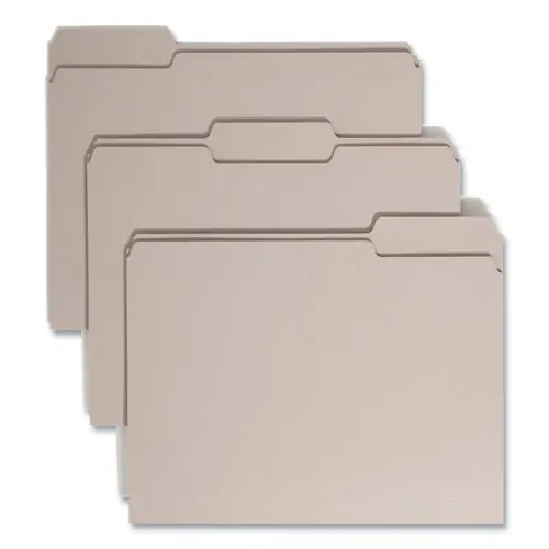 Smead Colored File Folders, 1/3-Cut Tabs, Letter Size, Gray, 100/Box