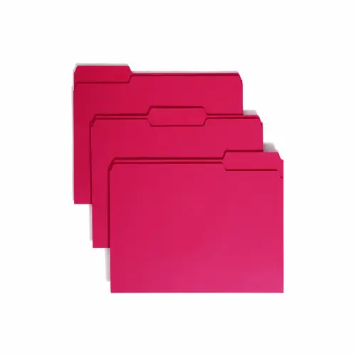 Smead Colored File Folders, 1/3-Cut Tabs, Letter Size, Red, 100/Box