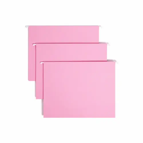 Smead Colored Hanging File Folders with 1/5 Cut Tabs, Letter Size, Pink, 25/Box