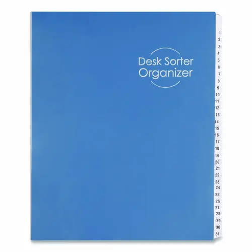 Smead Deluxe Expandable Indexed Desk File/Sorter, 31 Dividers, Date Index, Letter Size, Dark Blue Cover