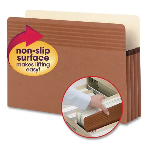 Smead Easy Grip Pockets, 3.5" Expansion, Legal Size, Redrope, 25/Box