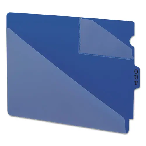 Smead End Tab Poly Out Guides, Two-Pocket Style, 1/3-Cut End Tab, 8.5 x 11, Blue, 50/Box