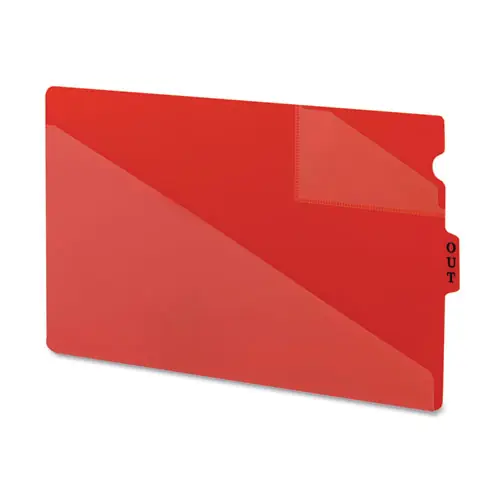 Smead End Tab Poly Out Guides, Two-Pocket Style, 1/3-Cut End Tab, Red, 50/Box