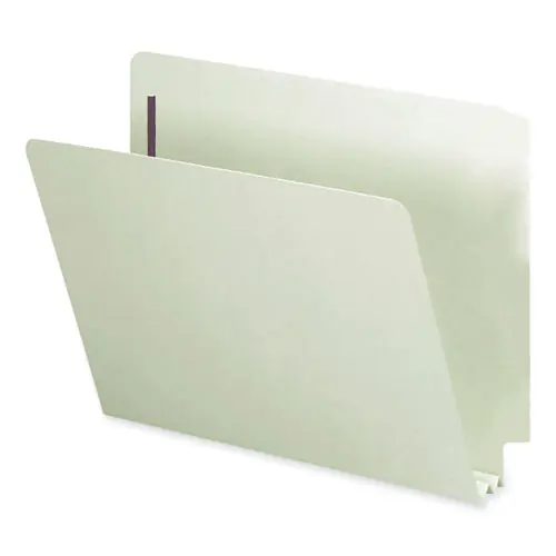Smead End Tab Pressboard Classification Folders with SafeSHIELD Coated Fasteners, Letter Size, 2" Expansion, Gray-Green, 25/Box