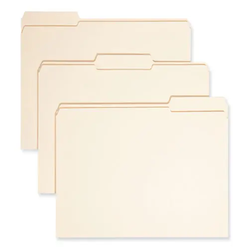 Smead Expandable Heavyweight File Folders, 1/3-Cut Tabs, Assorted, Letter Size, 1.5" Expansion, Manila, 50/Box