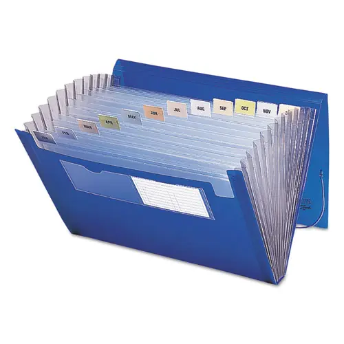 Smead Expanding File With Color Tab Inserts, 12 Sections, Elastic Cord Closure, Letter Size, Blue