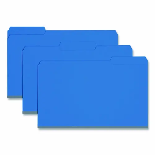 Smead Expanding Recycled Heavy Pressboard Folders, 1/3-Cut Tabs, Legal Size, 1" Expansion, Dark Blue, 25/Box