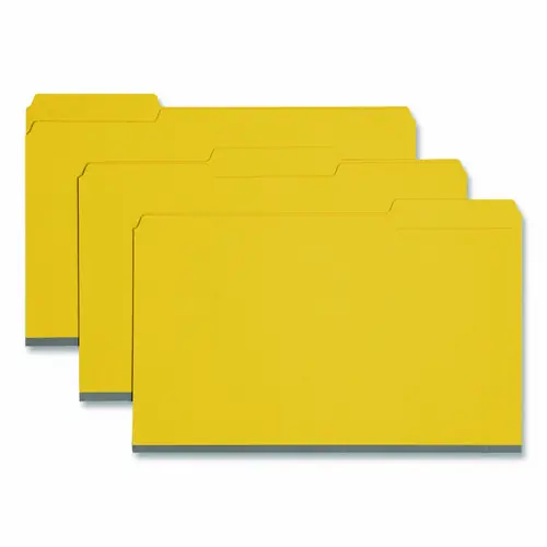 Smead Expanding Recycled Heavy Pressboard Folders, 1/3-Cut Tabs, Legal Size, 1" Expansion, Yellow, Box of 25