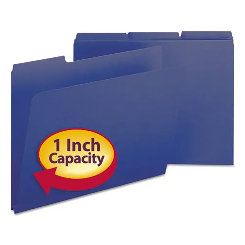 Smead Expanding Recycled Heavy Pressboard Folders, 1/3-Cut Tabs, Letter Size, 1" Expansion, Dark Blue, 25/Box