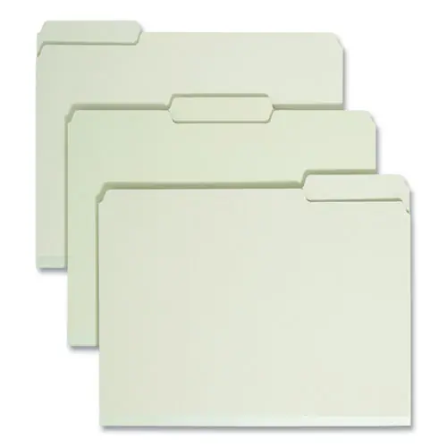 Smead Expanding Recycled Heavy Pressboard Folders, 1/3-Cut Tabs, Assorted, Letter Size, 2" Expansion, Gray-Green, 25/Box