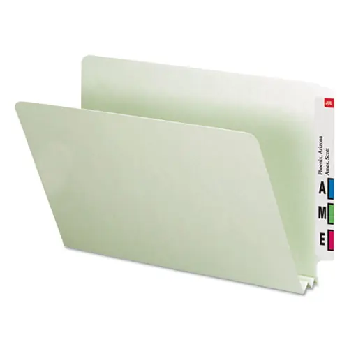Smead Extra-Heavy Recycled Pressboard End Tab Folders, Straight Tabs, Legal Size, 2" Expansion, Gray-Green, 25/Box