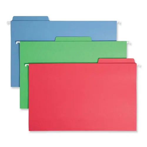 Smead FasTab Hanging Folders, Legal Size, 1/3-Cut Tabs, Assorted Colors, 18/Box