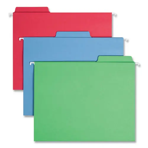 Smead FasTab Hanging Folders, Letter Size, 1/3-Cut Tabs, Assorted Colors, 18/Box