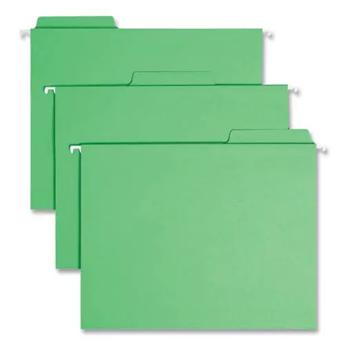 Smead FasTab Hanging Folders, Letter Size, 1/3-Cut Tabs, Green, 20/Box