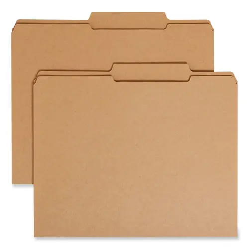 Smead Guide Height Reinforced Heavyweight Kraft File Folder, 2/5-Cut Tabs, Right of Center, Letter Size, 0.75" Expansion, Brown, 100/Box