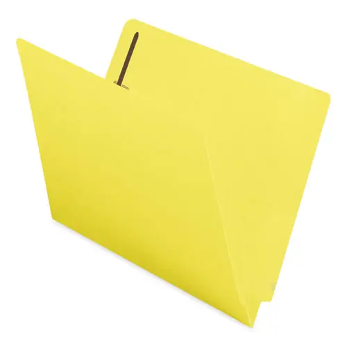 Smead Heavyweight Colored End Tab Fastener Folders, 2 Fasteners, Letter Size, Yellow, 50/Box