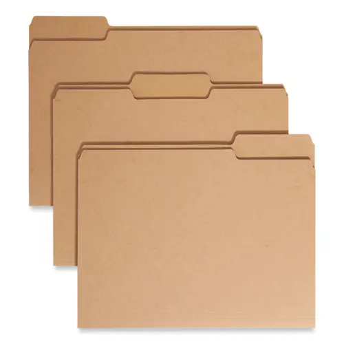 Smead Heavyweight Kraft File Folder, Letter Size, Assorted 1/3-Cut Tabs, 0.75" Expansion, 17-pt Brown Kraft, 50/Box