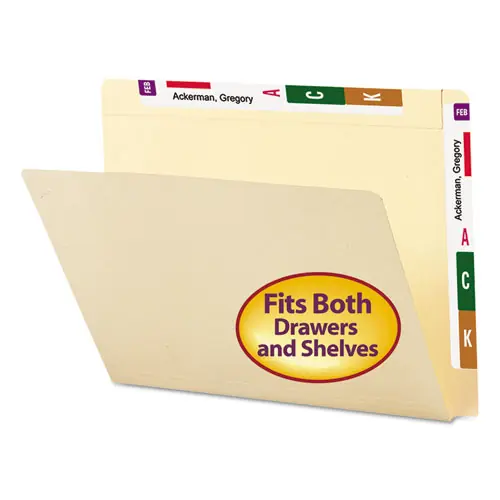 Smead Heavyweight Manila End Tab Conversion File Folders, Straight Tabs, Letter Size, 0.75" Expansion, Manila, 100/Box