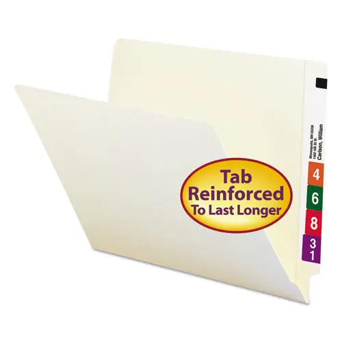 Smead Heavyweight Manila End Tab Folders, 9" High Front, Straight Tabs, Letter Size, 0.75" Expansion, Manila, 100/Box
