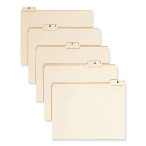 Smead Indexed File Folder Sets, 1/5-Cut Prelabeled Tabs: A to Z, Letter Size, 0.75" Expansion, Manila, 25/Set