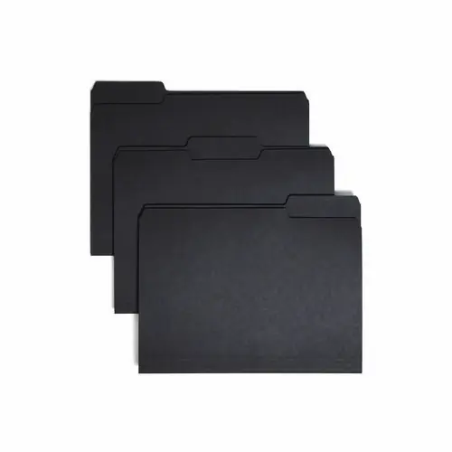 Smead Interior File Folders, 1/3-Cut Tabs, Assorted Tabs, Letter Size, Black/Gray, 100/Box