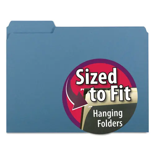 Smead Interior File Folders, 1/3-Cut Tabs, Assorted Positions, Letter Size, 0.75" Expansion, Blue, 100/Box