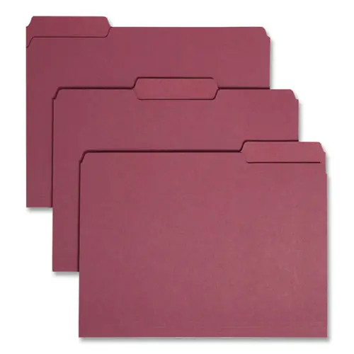 Smead Interior File Folders, 1/3-Cut Tabs, Letter Size, Maroon, 100/Box