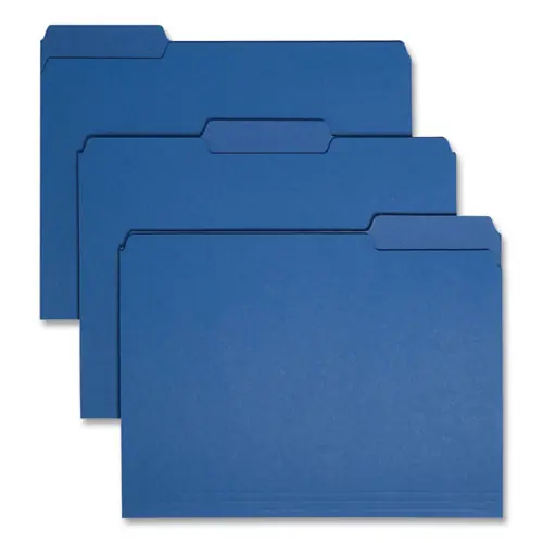 Smead Interior File Folders, 1/3-Cut Tabs, Assorted Positions, Letter Size, 0.75" Expansion, Navy Blue, 100/Box