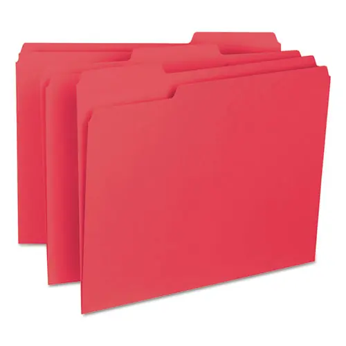 Smead Interior File Folders, 1/3-Cut Tabs, Letter Size, 0.75" Expansion, Red, 100/Box