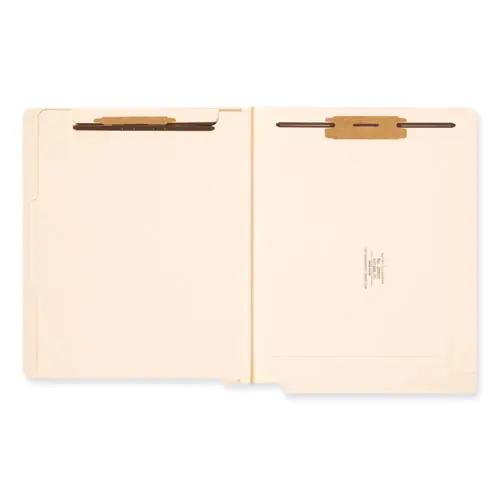 Smead Manila End Tab Classification Folders, 2" Expansion, 1 Divider, 4 Fasteners, Letter Size, Manila Exterior, 10/Box