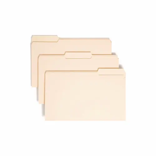 Smead Manila File Folders, 1/3-Cut Tabs, Assorted Positions, Legal Size, 0.75" Expansion, Manila, 100/Box