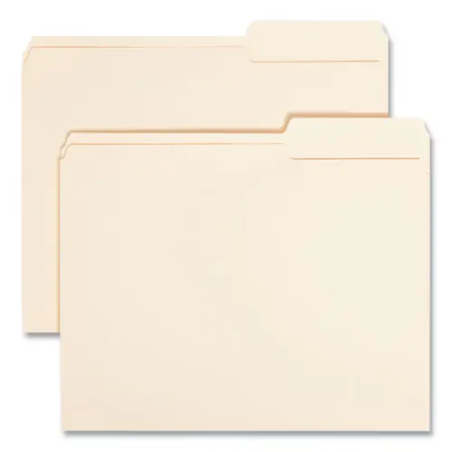 Smead Manila Guide Height Systems File Folders, 2/5-Cut Tabs: Right of Center, Letter Size, 0.75" Expansion, Manila, 100/Box