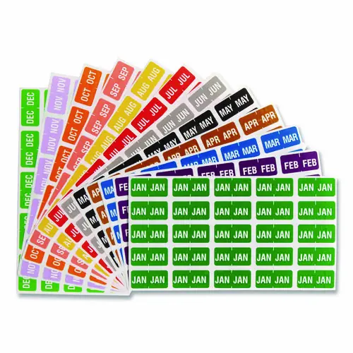 Smead Monthly End Tab File Folder Labels, JAN-DEC, 0.5 x 1, Assorted, 25/Sheet, 120 Sheets/Box