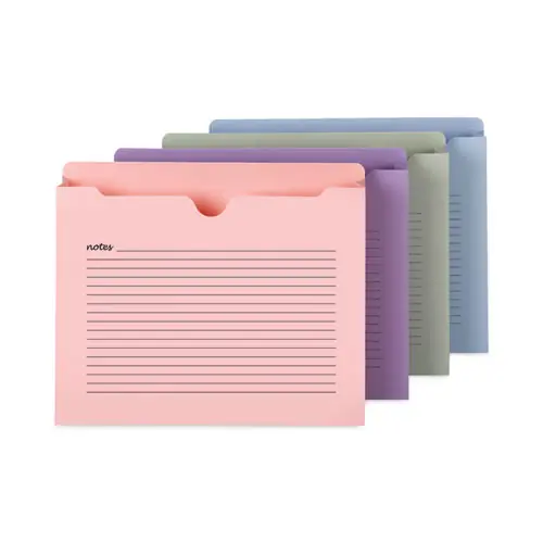 Smead Notes File Jackets, Straight Tab, 2" Expansion, Letter Size, Assorted Colors, 12/Pack
