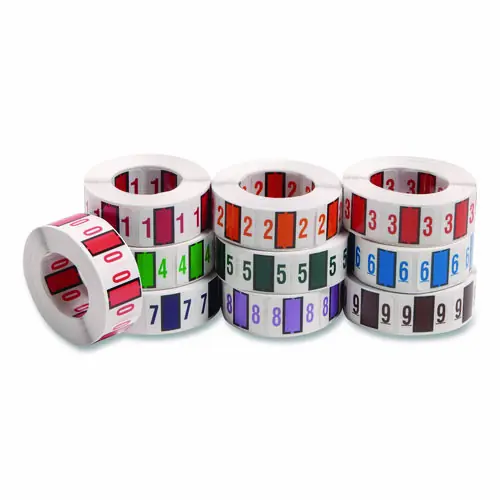 Smead Numerical End Tab File Folder Labels, 0-9, White, 500 Labels per Roll, 10 Rolls per Box