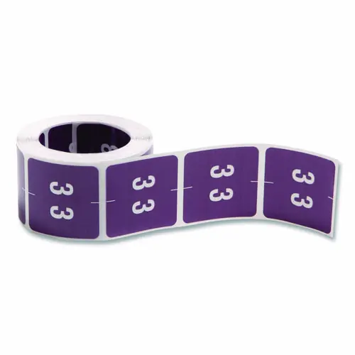 Smead Numerical End Tab File Folder Labels, 3, Purple, 250/Roll