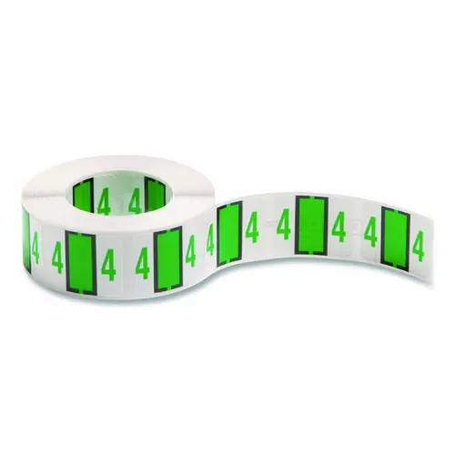 Smead Numerical End Tab File Folder Labels, 4, 1 x 1.25, White, 500/Roll