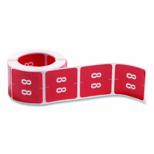 Smead Numerical End Tab File Folder Labels, 8, Red, 250/Roll
