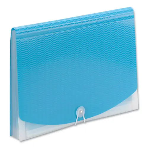 Smead Poly Expanding Folders, 12 Sections, Cord/Hook Closure, 1/6-Cut Tabs, Letter Size, Teal/Clear