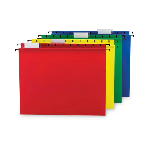Smead Poly Hanging Folders, Letter Size, 1/5-Cut Tabs, Assorted Colors, 12/Pack