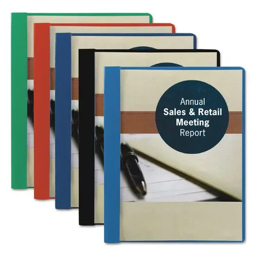 Smead Poly Report Cover, Tang Clip, Letter, 1/2" Capacity, Clear/Red, 25/Box