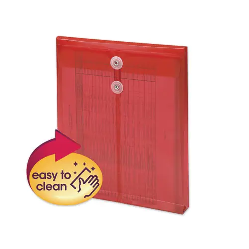 Smead Poly String and Button Interoffice Envelopes, Transparent Red, 9.75 x 11.63, 5/Pack