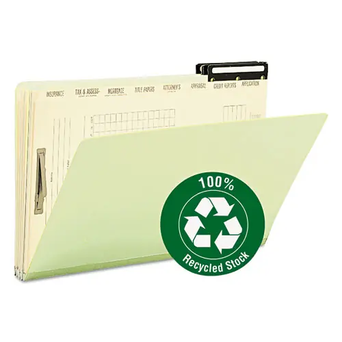 Smead Pressboard Mortgage Folders, Legal Size, Green Exterior, 8 Dividers, 1" Expansion, 1 Fastener, 10/Box