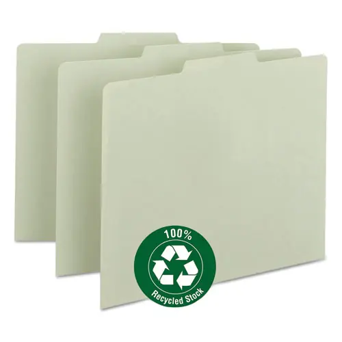 Smead Recycled Blank Top Tab File Guides, 1/3-Cut, 8.5 x 11, Green, 100/Box