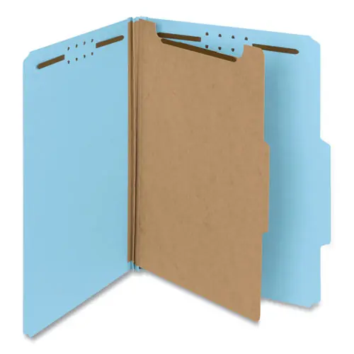 Smead Recycled Pressboard Classification Folders, Letter Size, Blue, 1 Divider, 4 Fasteners, 2" Expansion, 10/Box